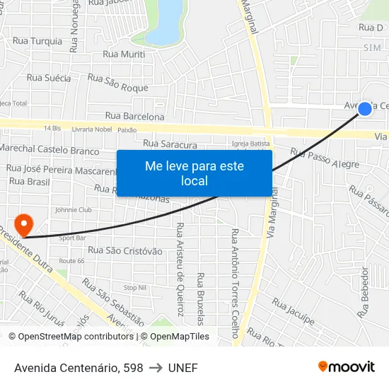 Avenida Centenário, 598 to UNEF map