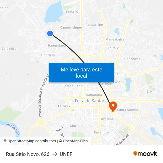 Rua Sítio Novo, 626 to UNEF map