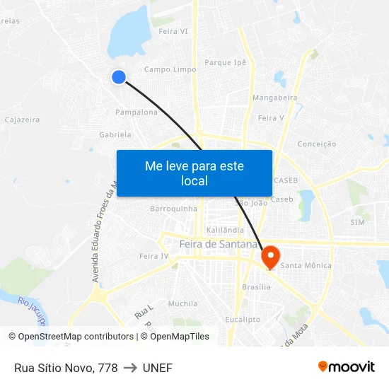 Rua Sítio Novo, 778 to UNEF map