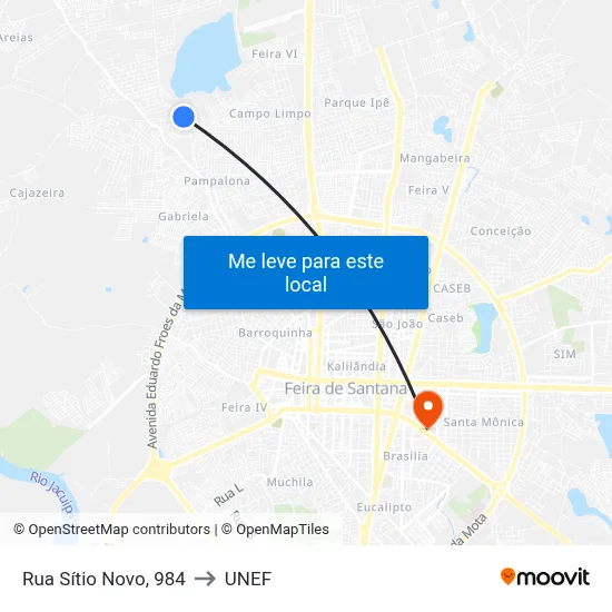 Rua Sítio Novo, 984 to UNEF map