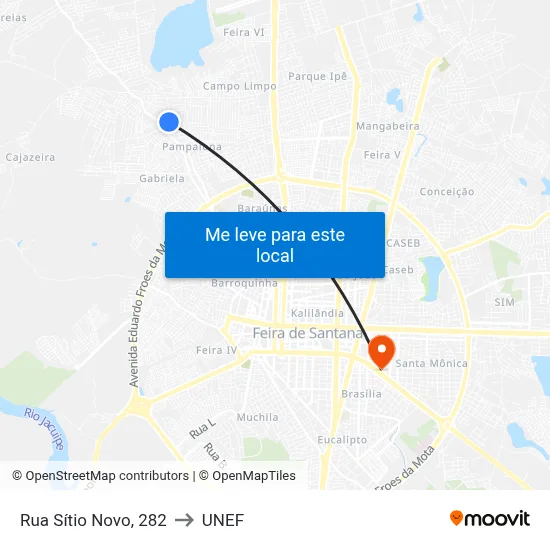Rua Sítio Novo, 282 to UNEF map