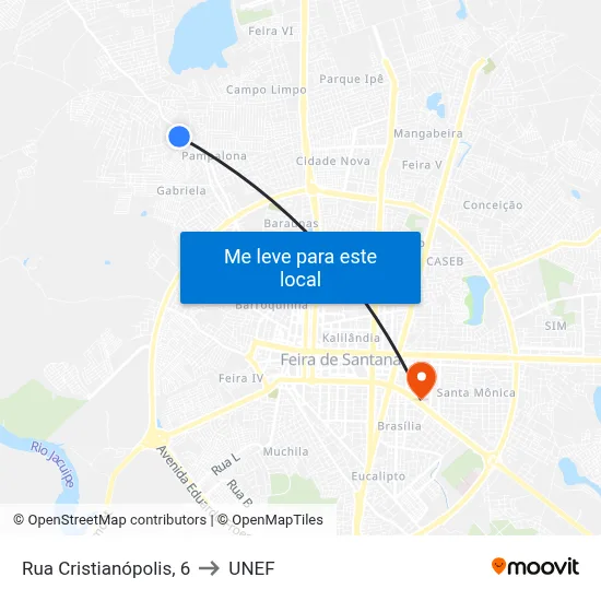 Rua Cristianópolis, 6 to UNEF map
