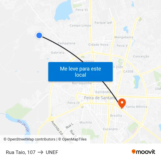 Rua Taio, 107 to UNEF map