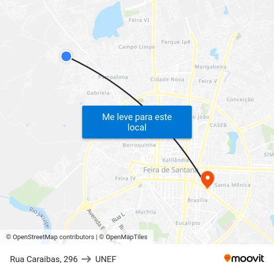 Rua Caraibas, 296 to UNEF map