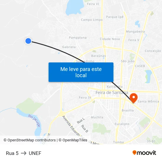 Rua 5 to UNEF map