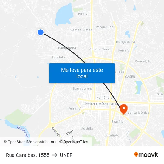 Rua Caraibas, 1555 to UNEF map