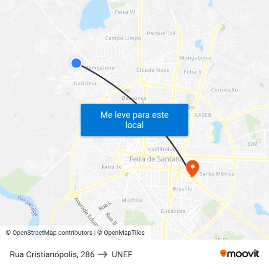Rua Cristianópolis, 286 to UNEF map