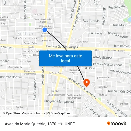 Avenida Maria Quitéria, 1870 to UNEF map