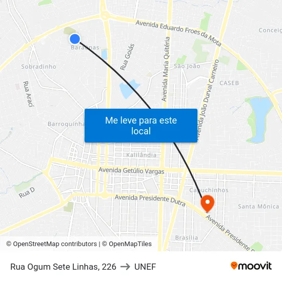 Rua Ogum Sete Linhas, 226 to UNEF map
