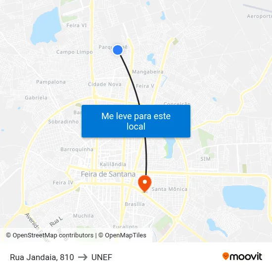 Rua Jandaia, 810 to UNEF map
