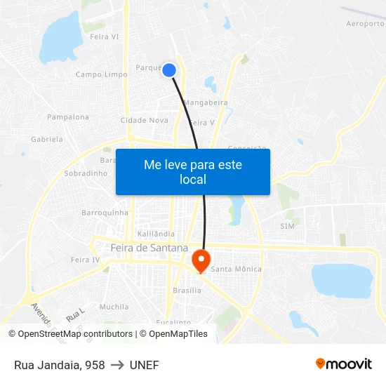Rua Jandaia, 958 to UNEF map