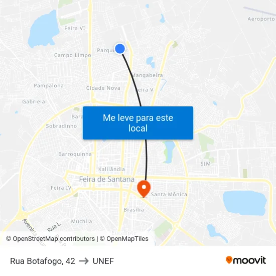 Rua Botafogo, 42 to UNEF map