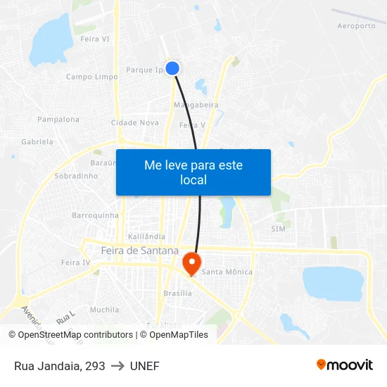 Rua Jandaia, 293 to UNEF map