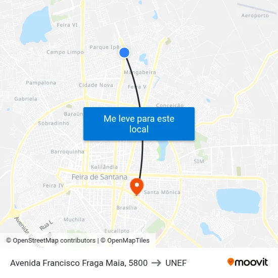 Avenida Francisco Fraga Maia, 5800 to UNEF map