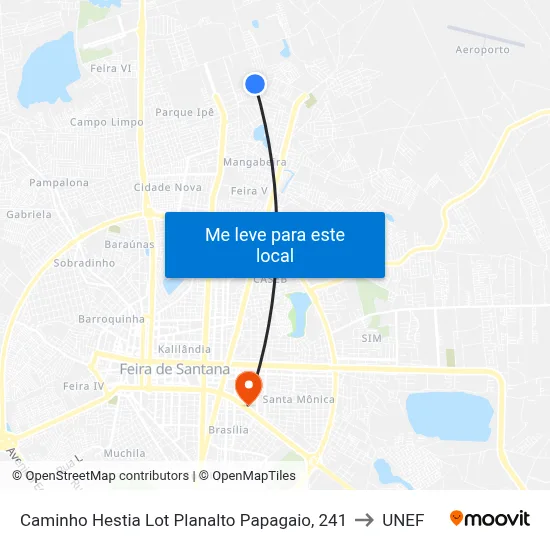 Caminho Hestia Lot Planalto Papagaio, 241 to UNEF map