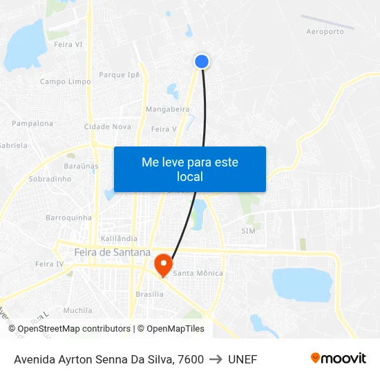 Avenida Ayrton Senna Da Silva, 7600 to UNEF map