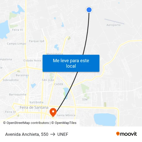 Avenida Anchieta, 550 to UNEF map