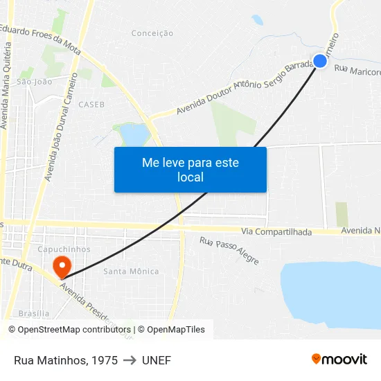 Rua Matinhos, 1975 to UNEF map