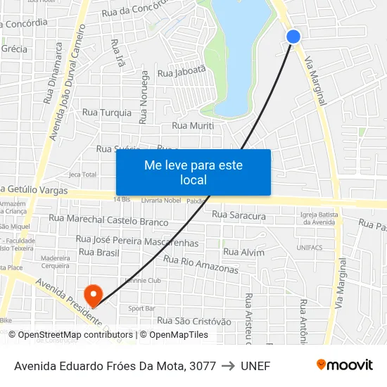 Avenida Eduardo Fróes Da Mota, 3077 to UNEF map