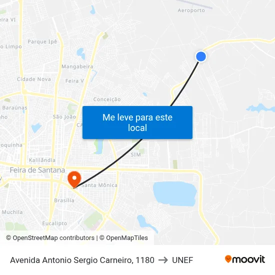 Avenida Antonio Sergio Carneiro, 1180 to UNEF map