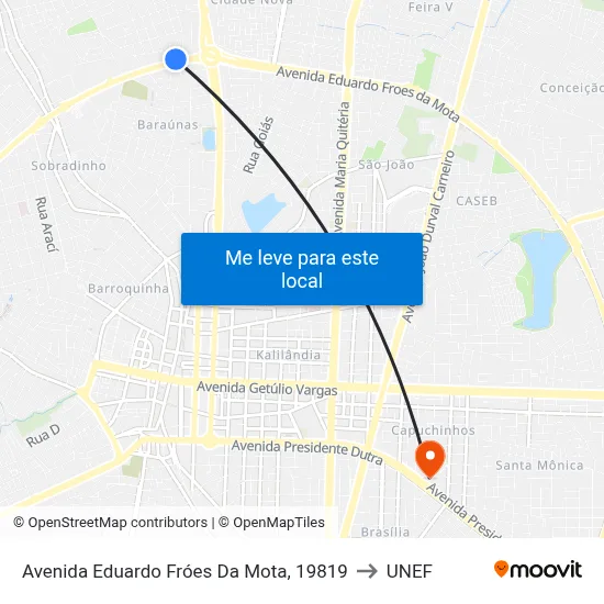Avenida Eduardo Fróes Da Mota, 19819 to UNEF map