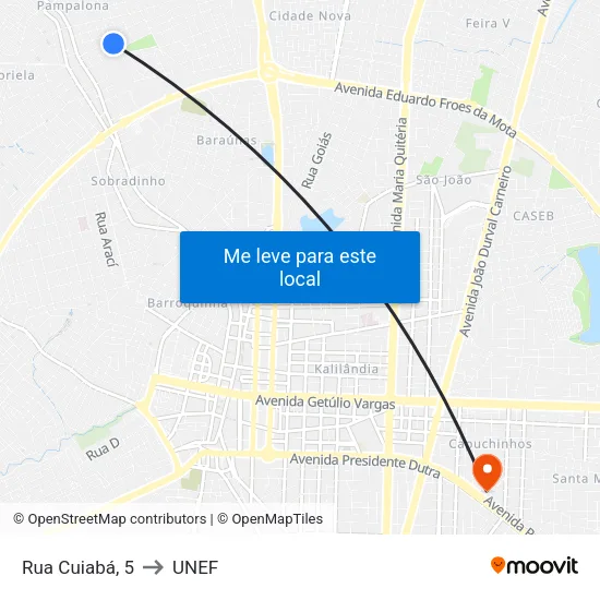 Rua Cuiabá, 5 to UNEF map