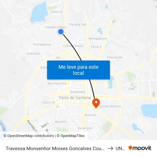 Travessa Monsenhor Moises Goncalves Couto, 2355 to UNEF map