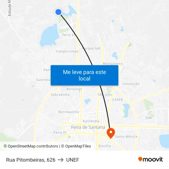 Rua Pitombeiras, 626 to UNEF map