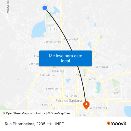 Rua Pitombeiras, 2235 to UNEF map
