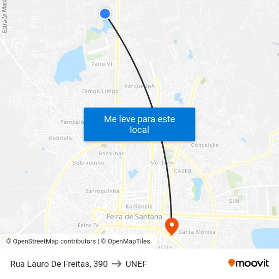 Rua Lauro De Freitas, 390 to UNEF map