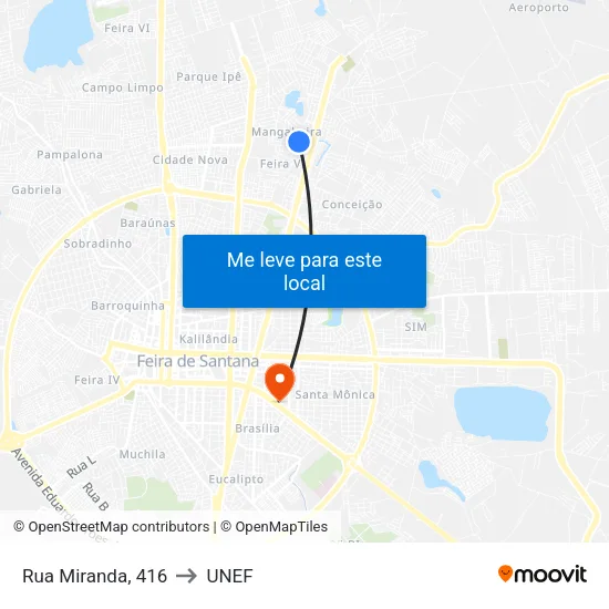 Rua Miranda, 416 to UNEF map