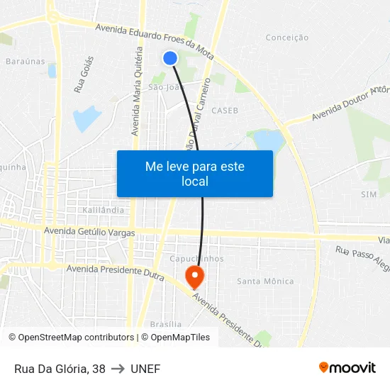 Rua Da Glória, 38 to UNEF map