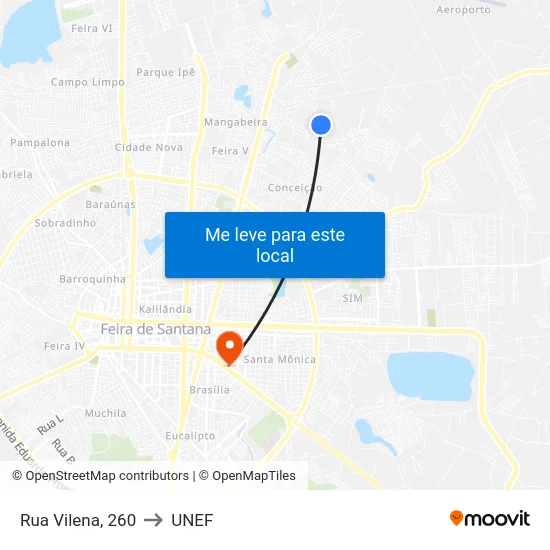 Rua Vilena, 260 to UNEF map