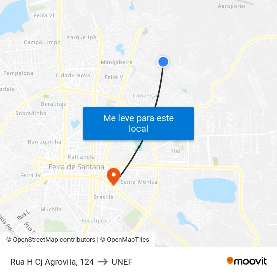 Rua H Cj Agrovila, 124 to UNEF map