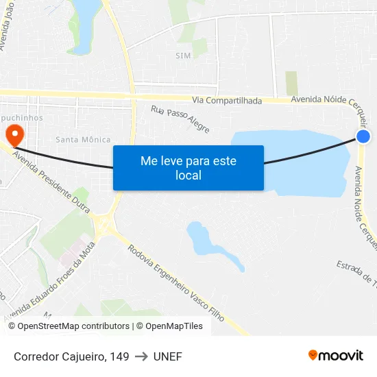 Corredor Cajueiro, 149 to UNEF map