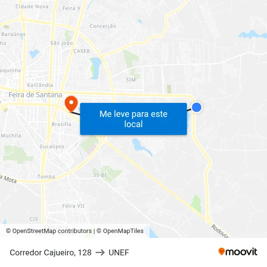 Corredor Cajueiro, 128 to UNEF map