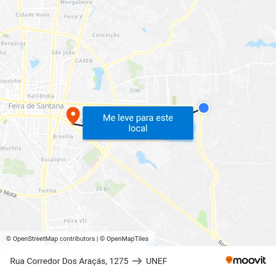 Rua Corredor Dos Araçás, 1275 to UNEF map
