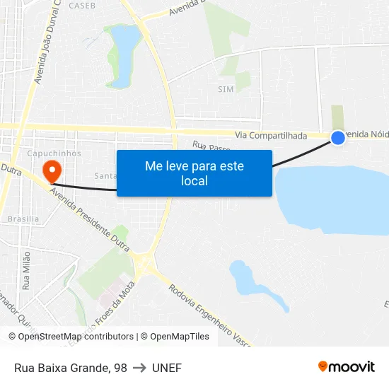 Rua Baixa Grande, 98 to UNEF map