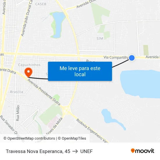 Travessa Nova Esperanca, 45 to UNEF map