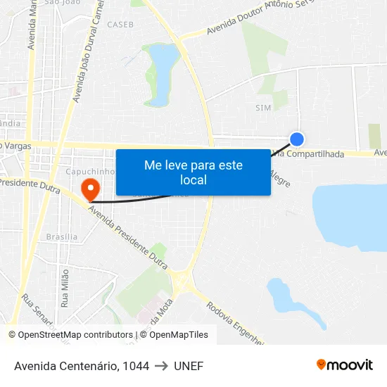 Avenida Centenário, 1044 to UNEF map
