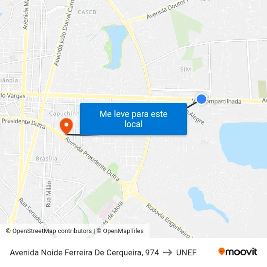 Avenida Noide Ferreira De Cerqueira, 974 to UNEF map