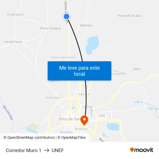 Corredor Muro 1 to UNEF map