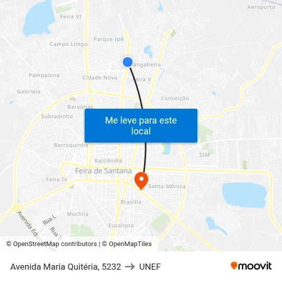 Avenida Maria Quitéria, 5232 to UNEF map