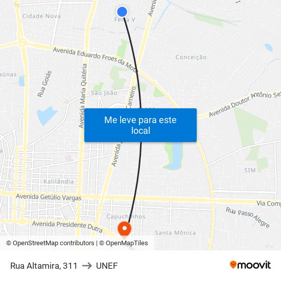 Rua Altamira, 311 to UNEF map