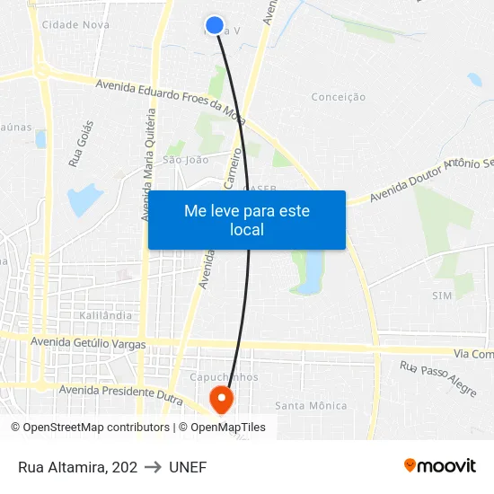 Rua Altamira, 202 to UNEF map