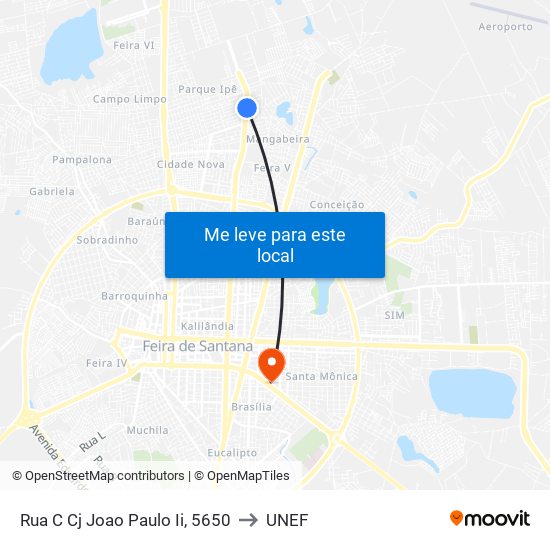 Rua C Cj Joao Paulo Ii, 5650 to UNEF map