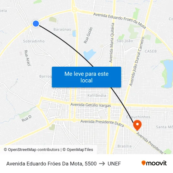 Avenida Eduardo Fróes Da Mota, 5500 to UNEF map