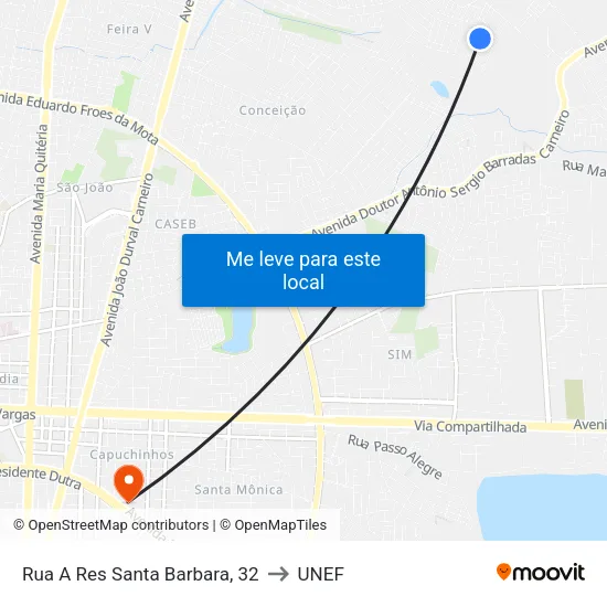 Rua A Res Santa Barbara, 32 to UNEF map