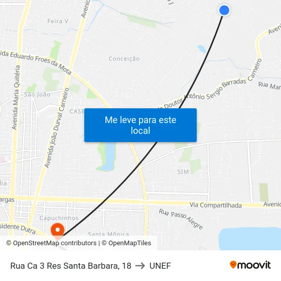 Rua Ca 3 Res Santa Barbara, 18 to UNEF map