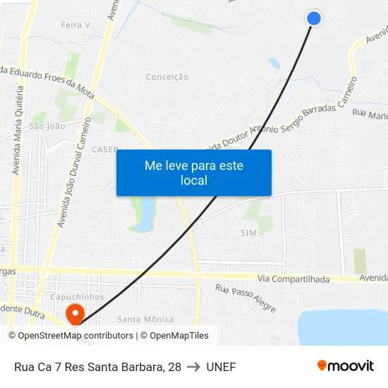 Rua Ca 7 Res Santa Barbara, 28 to UNEF map